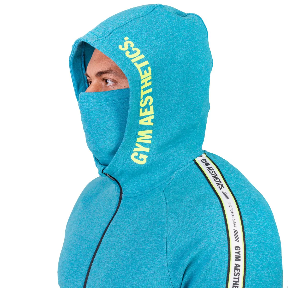 Protection Detachable Mask 1/2 Zip Mock Hoodies for Men - Image 12