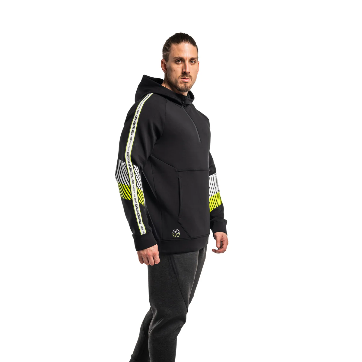 Protection Detachable Mask 1/2 Zip Mock Hoodies for Men - Image 17