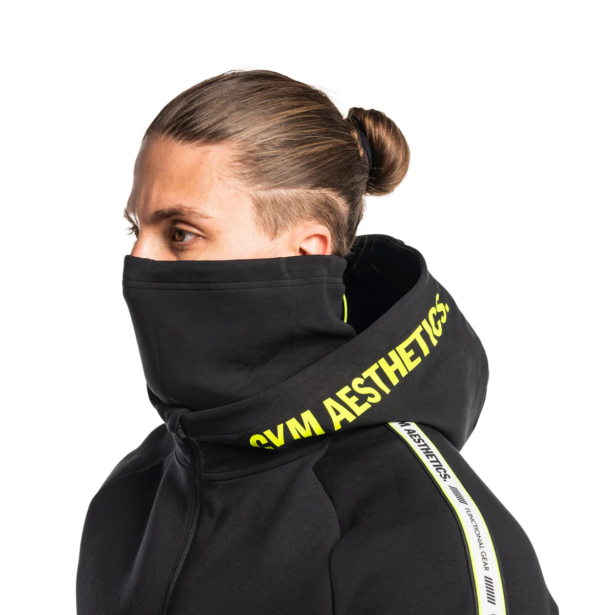 Protection Detachable Mask 1/2 Zip Mock Hoodies for Men - Image 23