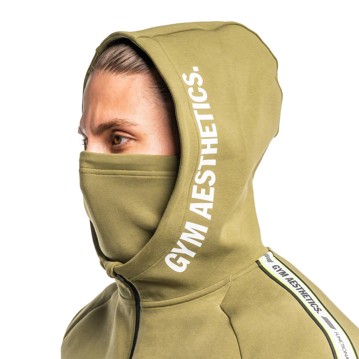 Protection Detachable Mask 1/2 Zip Mock Hoodies for Men - Image 53