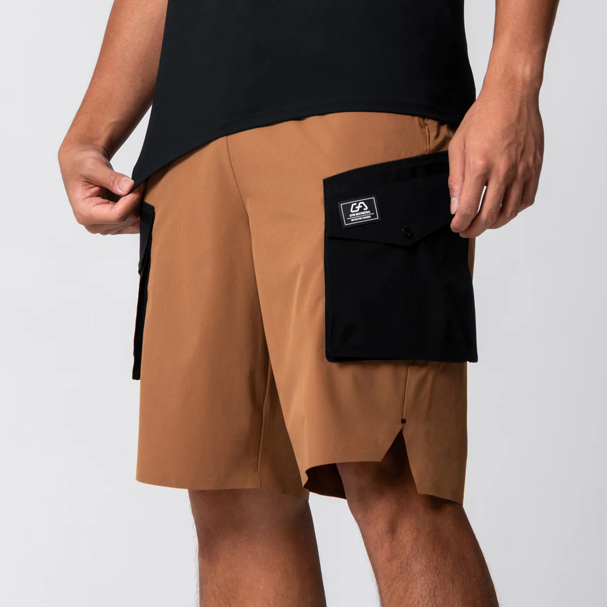 Color Blocking Functional Cargo 9 inch Running Shorts for Men - Image 38